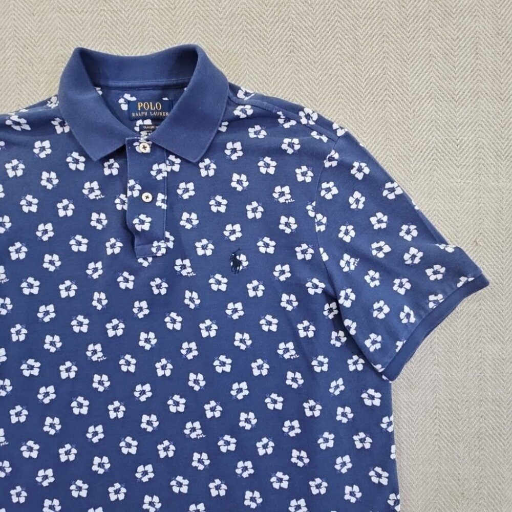 Polo Ralph Lauren Classic Fit PRL Polo Shirt Men's Medium Blue Floral EUC LN - Picture 2 of 13